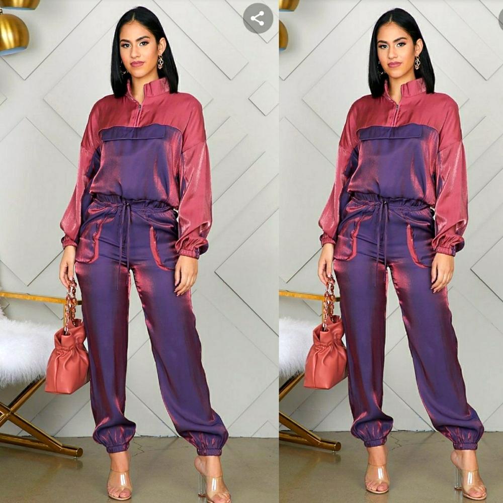 Mauve Purple Iridescent Tracksuit Set